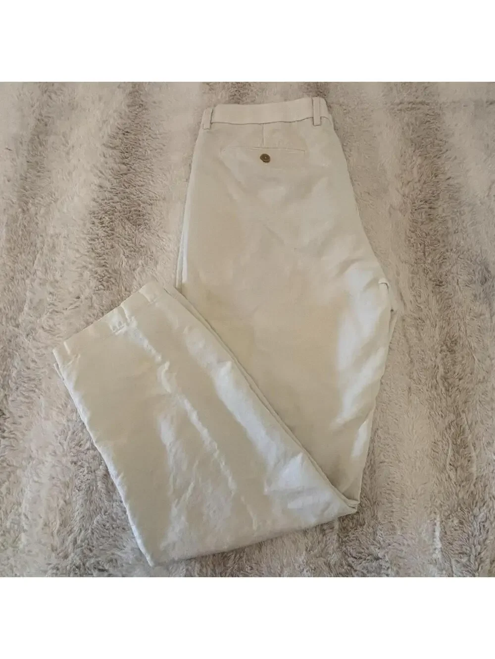 Banana Republic Emerson Linen Blend Pants 38x32 Ivory Flat Front